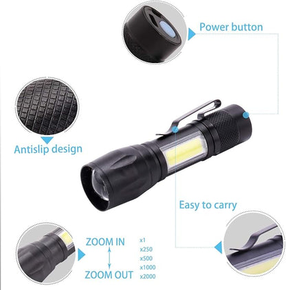 KunHe 4 Pack USB Rechargeable Mini Small LED Flashlights, Camping Lantern Combo Flashlight, Bright High Lumens EDC Flash Light, Christmas Gifts for Men