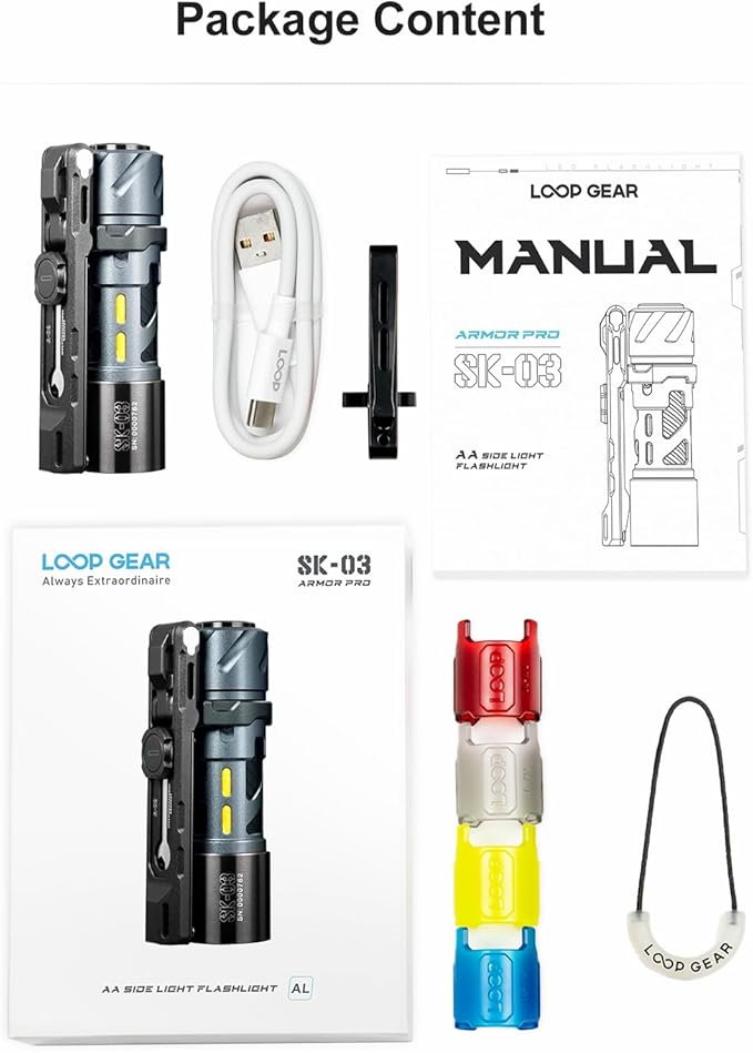 SK03 PRO EDC Rechargeable Flashlight with Magnetic Bracket, Side Light with 4 Colors Filters, 10 Modes, 1000 Lumens LED Mini Flashlights High Humens for Emergency, Home, Camping