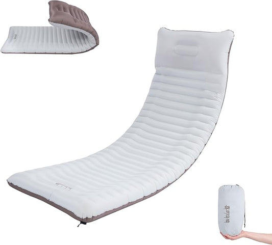 Backpacking Sleeping Pad with Pillow Inflatable Sleeping Pad for Camping with 4-Layer Design - 3.3 R Value - Thick 3.9" -20D Nylon+TPU Reversible Sleeping Pad Lightweight Waterproof Camping Essentials