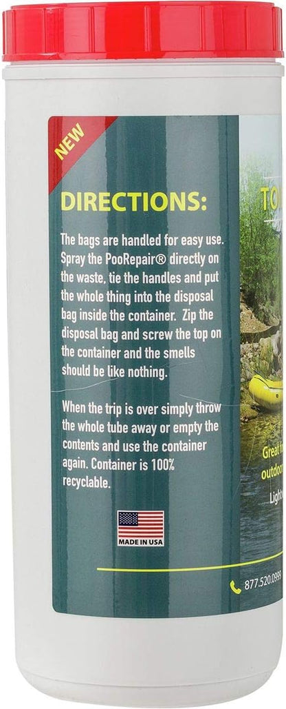 8 Use Toilet in a Tube Lightweight, Affordable & Portable Toilet for Campers, Rafters, Backpackers and Autos – The Reusable, Odor Sealing Container Fits 8 Single Uses Inside - Made in USA.