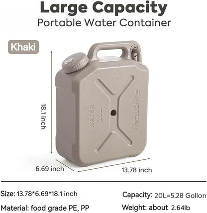 Naturehike Camping Water Container, 3.17/5.28 Gallon Portable Water Container with Spigot, Water Tank, Portable Emergency Water Storage Camp Water Jug for Camping, Hiking