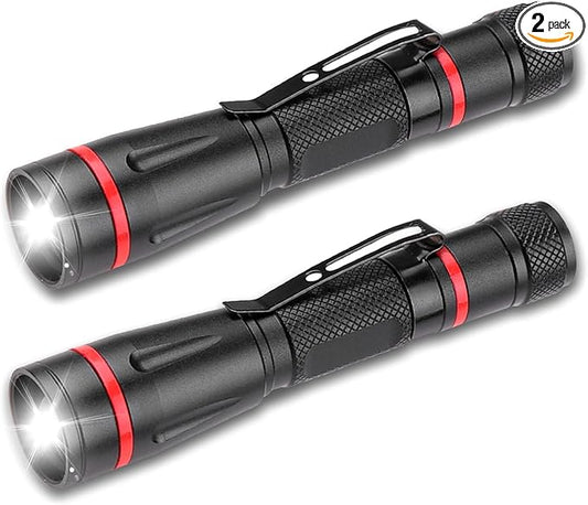 LED Flashlights High Lumens, 2 Pack Small Compact Mini Flashlight, Zoomable, Waterproof, LED Pocket Pen Light for Home, Outdoor, Emergency, Camping