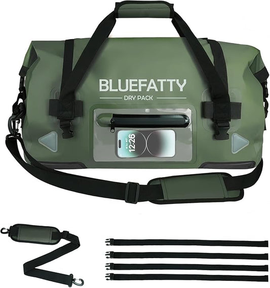 Large Waterproof Duffel Bag Roll-top Heavy Duty Dry Duffle Bags for Motorcycling, Rafting, Boating, SUP, Kayaking, Travel, 70L(Army Green)