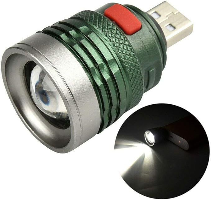 1Pcs USB Powerful LED Flashlight Portable Camping Light Mini Torch Zoomable 3 Modes