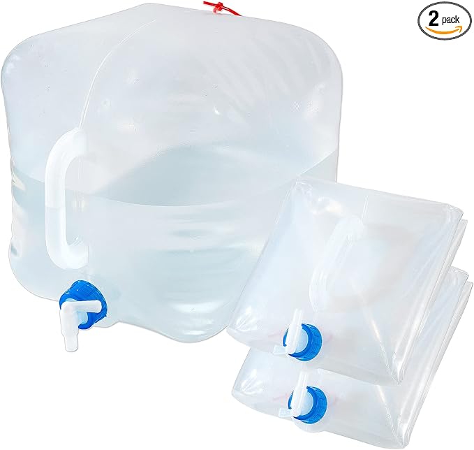 CINPIUK 5 Gallon Collapsible Water Container with Spigot, Camping Water Jug, Outdoor Water Storage Cube Portable Water for Hiking, Fishing, Emergency, 2Pcs