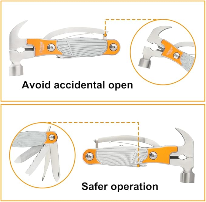 Hoteche MultiTool 11-in-1 Multi-Functiona Adjustable Wrench with Hook Remover, Wire Cutter, Hammer, Wrecking Bar, Screwdriver, Bottle Opener, Saw, Knife, File for Camping and Household