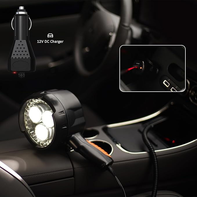 2000 Lumens Handheld Spotlights LED Flashlight Searchlights with 12V-24V DC Car Charger Outdoor Floodlight for Camping Fishing Boating Hunting Hiking