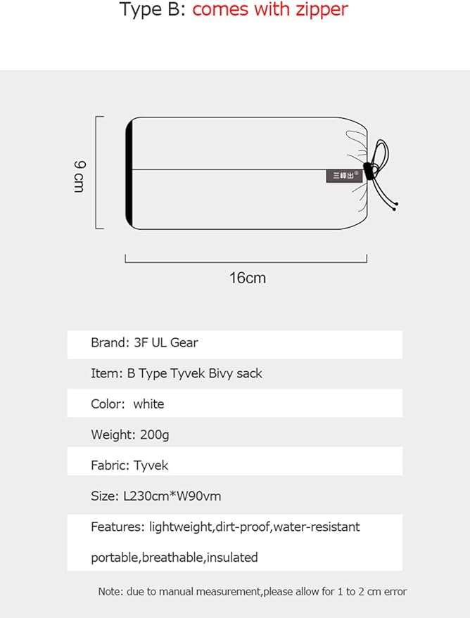 Tyvek Sleeping Bag Cover Liner Waterproof Bivy Sack