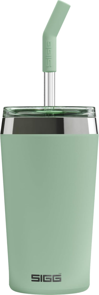 SIGG - Insulated Mug - Travel Mug Helia - With Durable Glass Straw & Cleaning Brush - Leakproof - BPA Free - 18/8 Stainless Steel - 15oz/20oz