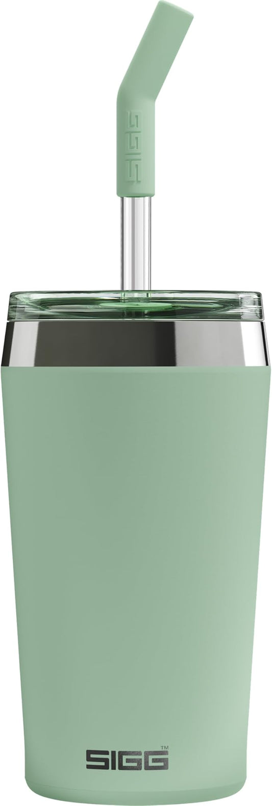SIGG - Insulated Mug - Travel Mug Helia - With Durable Glass Straw & Cleaning Brush - Leakproof - BPA Free - 18/8 Stainless Steel - 15oz/20oz