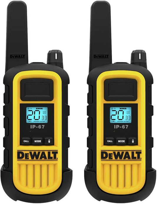 DEWALT DXFRS800 2 Watt Heavy Duty Walkie Talkies - Waterproof, Shock Resistant, Long Range & Rechargeable Two-Way Radio with VOX (2 Pack)