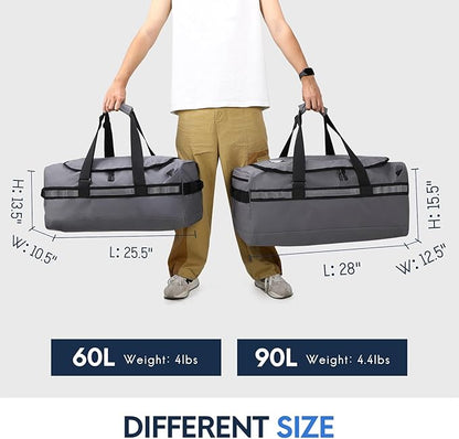 Haimont Gym Duffel Backpack Bag for Men Large Sports Duffle Bags with Backpack Straps for Hiking Travel Weekender Workout, Water Resistant, Gray, 60L
