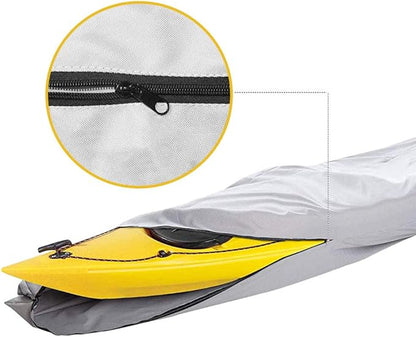 iCOVER 10ft Kayak Cover- Water Proof 600D Heavy Duty Kayaks/Canoe Covers Fits Canoes or Paddleboards up to 10ft Long and Beam Width up to 27in, Grey