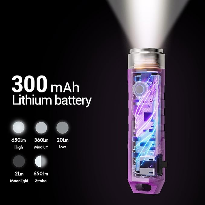RovyVon Aurora A1 G3 Rechargeable Keychain Flashlights USB C, 650lumens Bright Mini EDC Flashlight IPx6 Multi Functions Small Pocket Flashlight, Outdoor Camping Essentials EDC Gear for Men Women