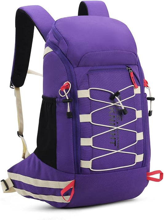 Bseash 40L Waterproof Hiking Camping Backpack with Rain Cover, Outdoor Sport Travel Daypack Rucksack for Skiing Cycling (Purple)
