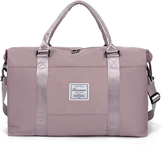 KARRESLY Travel Duffel Bag for Women,Shoulder Weekender Overnight Bag Sports Gym Tote Bag,Waterproof(Dark Pink) free size
