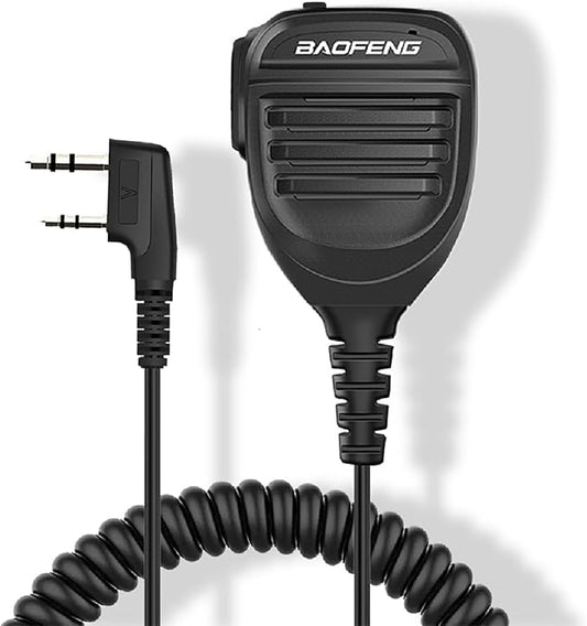 BAOFENG BF-F8HP Microphone Speaker Handheld Mic Waterproof Upgrade of Original BF Mic for Two Way Radio Long Range 2Pin K Mic Black Compatible with UV-82 UV-S9 UV-5R P15UV