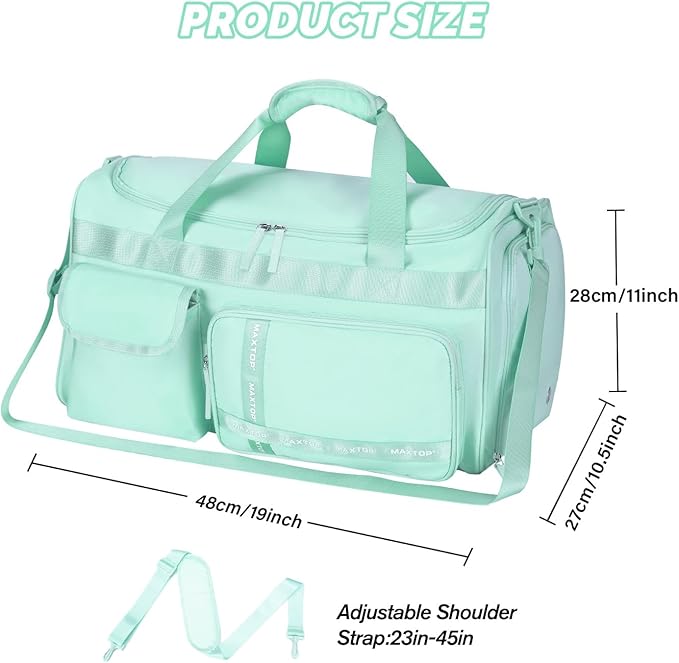 MAXTOP Gym Bag for Women Men Travel Duffle Bag Large Capacity Carry On Weekender Overnight Bag With Shoe Compartment Gym Tote Dry Wet Separation Duffel Bag for Travel