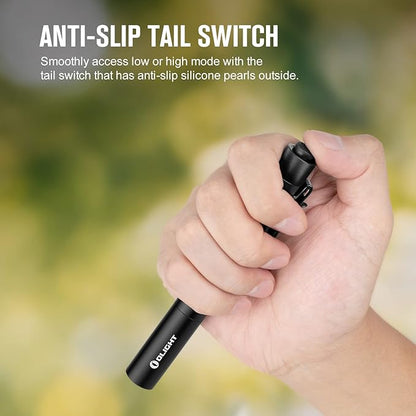 OLIGHT I3T Plus 250 Lumens EDC Pocket Slim Flashlight with 2 AAA Batteries and a PMMA Optic Lens, Tail-switch LED Flashlight with Dual Direction Pocket Clip for Camping, Outdoor, and Emergency (Black)
