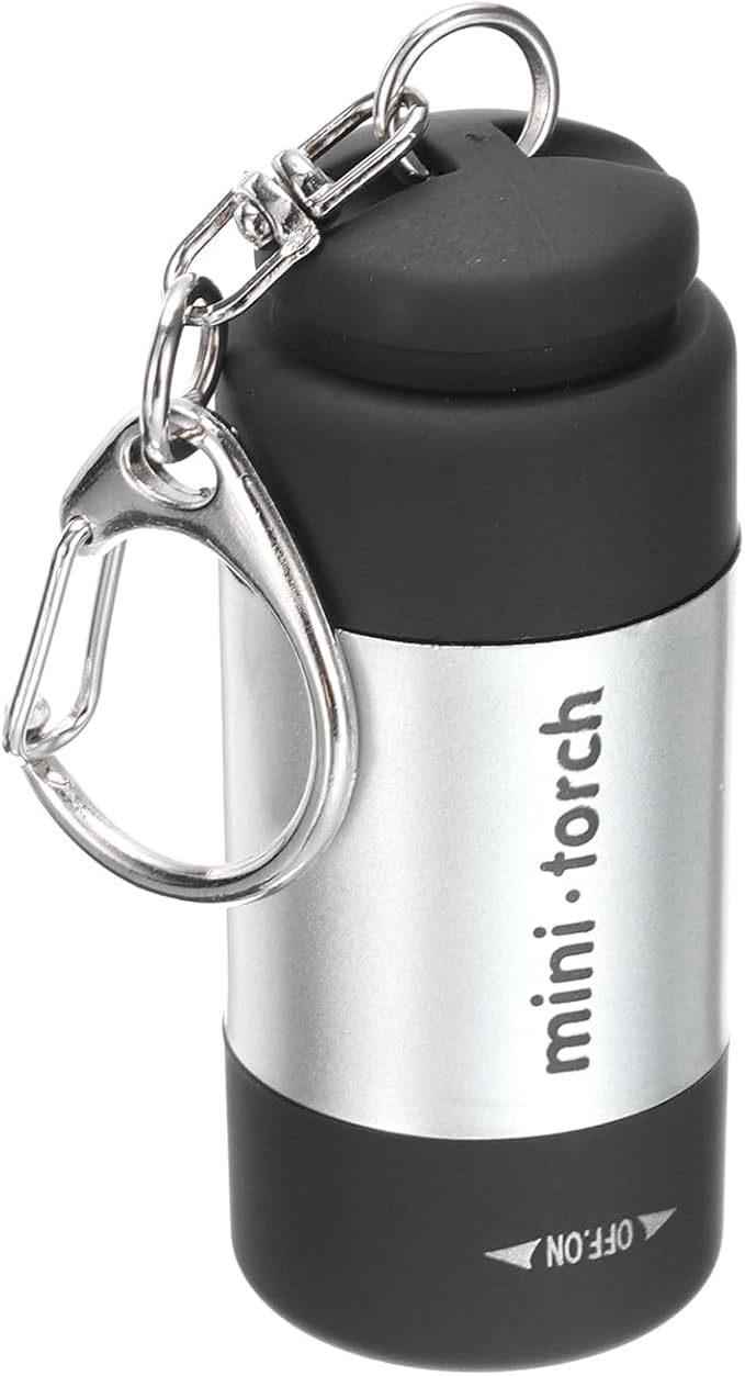 PATIKIL Mini Keychain Flashlight, Pocket LED Flashlight Portable Torch USB Rechargeable for Outdoor Camping Party, Silver Tone