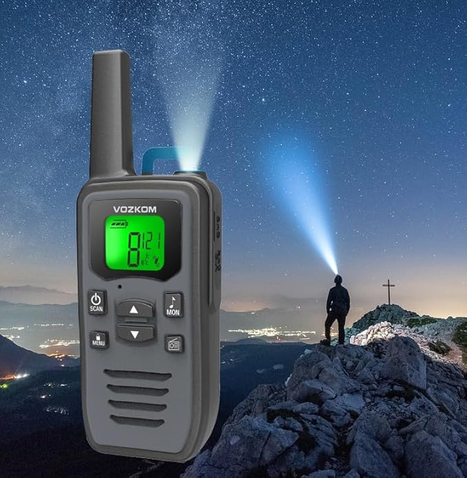 Long Range Gray Walkie talkies, 2 Way Radio Rechargeable, Camping Walky Talky for Adults, Survial Kits and Equipment, 50 Channel 142 Privacy Codes, & NOAA Weather Scan