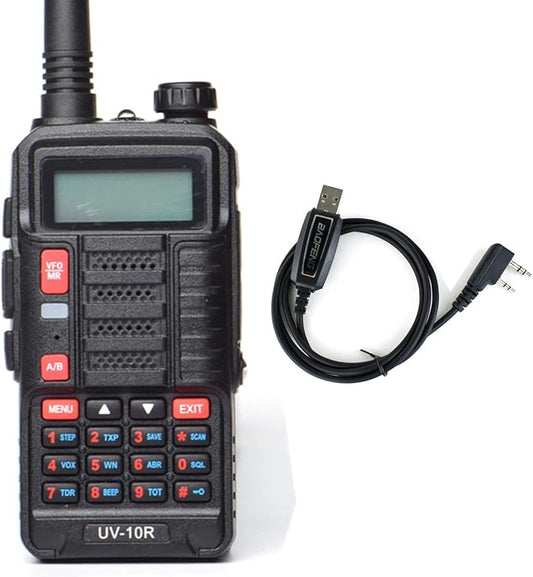 BAOFENG Radio UV-10R Tri-Power 7W/5W/1W High/Mid/Low Power Two Way Radio Handheld Long Range Walkie Talkie for Adults with USB Cable