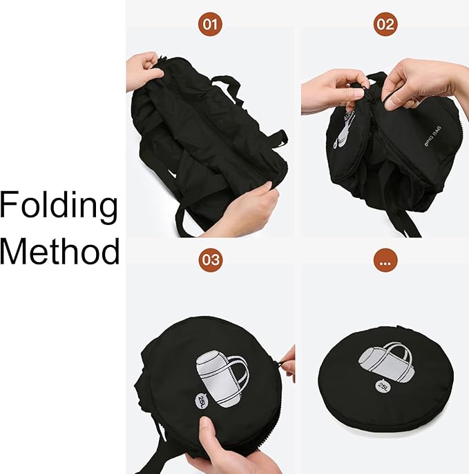 Small Sport Gym Bag for Adults, 25L Waterproof Duffle Bag with Wet and Dry Compartment Foldable Gym Tote Bag for Workouts, Sports, Travel (Black)