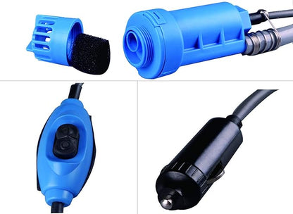 12V car cigarette lighter Portable shower electrical pump for Outdoor Camping Car washing dog cleaning blue