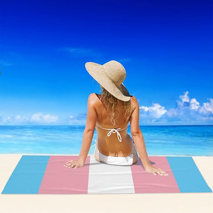 Microfiber Beach Towel Transgender Pride LGBT Flag Oversized Large Sand Free & Quick Dry Lightweight Towel for Adults Womens Mens Travel Camping Gym Pool Swim