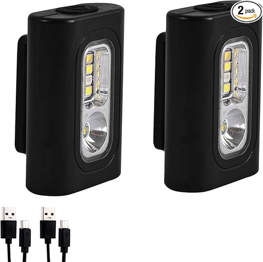 RAHAN Clip on Running Light, 2Pack Magnetic Clip on Light for Runners with 6 Lighting Modes, Rechargeable Reflective Running Gear for Runners Night Walking Hiking Camping (Black)