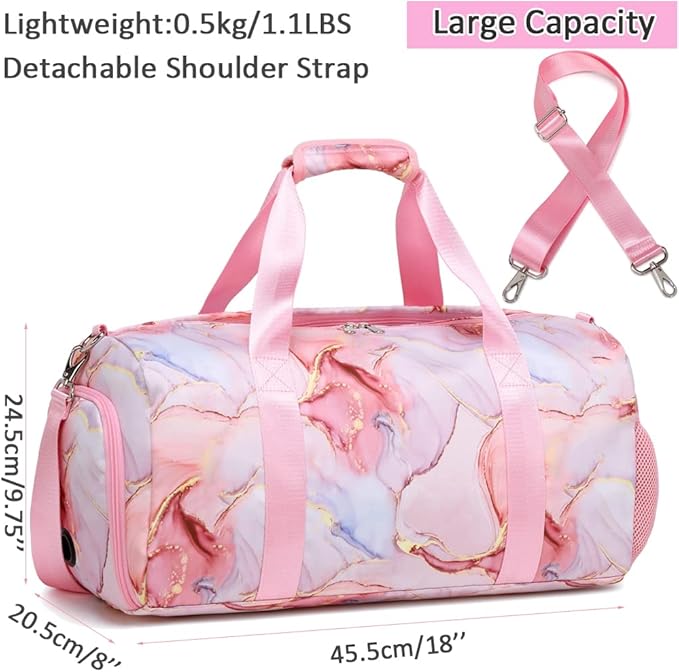 Meisohua Dance Bag for Girls Sports Duffle Bag for Girls Ballet Bag Travel Overnight Bag Girls Sports Gym Bag with Shoes Compartment and Separate Dry Wet Pocket