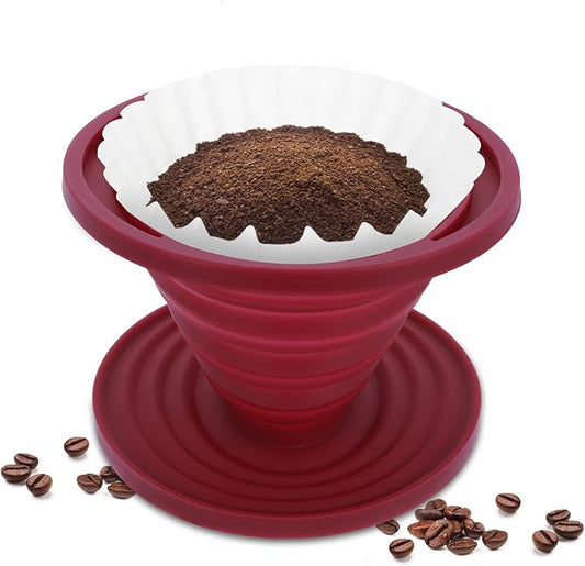 Prasacco Pour Over Coffee Maker Collapsible Pour Over Coffee Dripper Portable Camping Coffee Maker Reusable Silicone Pour Over Coffee Filter for Backpacking Camping Home Office
