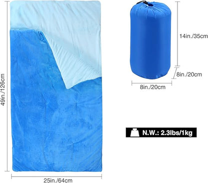REDCAMP Kids Mummy Sleeping Bag for Camping, 3 Season Cold Weather Sleeping Bag Fit Boys,Girls & Teens, Blue/Rose Red