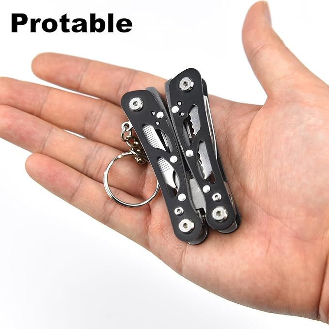 MINI Multitool Pliers, Multitool 14-in-1 Stainless Steel Multi Tools, Replaceable Bits Multitools for Outdoor, Black Camping and Survival Tools, Portable Computer and Bike Gadgets