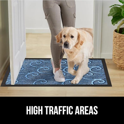 GORILLA GRIP 100% Waterproof All-Season WeatherMax Doormat, 72x24 Runner, Durable Natural Rubber, Stain and Fade Resistant, Low Profile, Indoor Outdoor Door Mats, Easy Clean Mat, Ocean Blue Waves