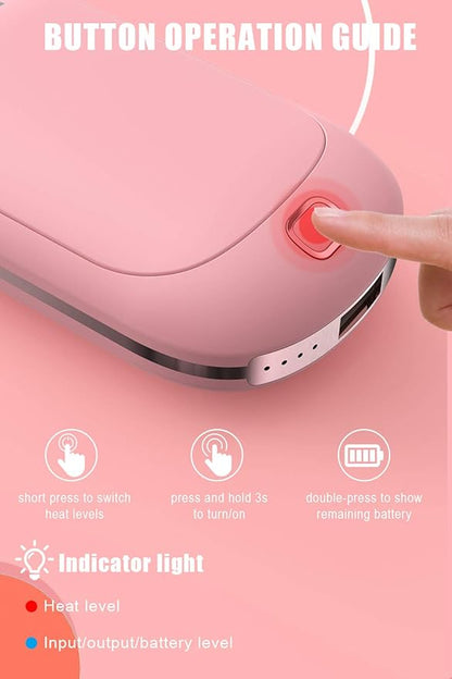 Hand Warmers Rechargeable, 5200mAh Electric Portable Pocket Hand Warmer Heater Pocket Warmer Dual-Sided Quick Heating Great for Outdoor Fishing Hunting Golf Camping Gifts for Men Women
