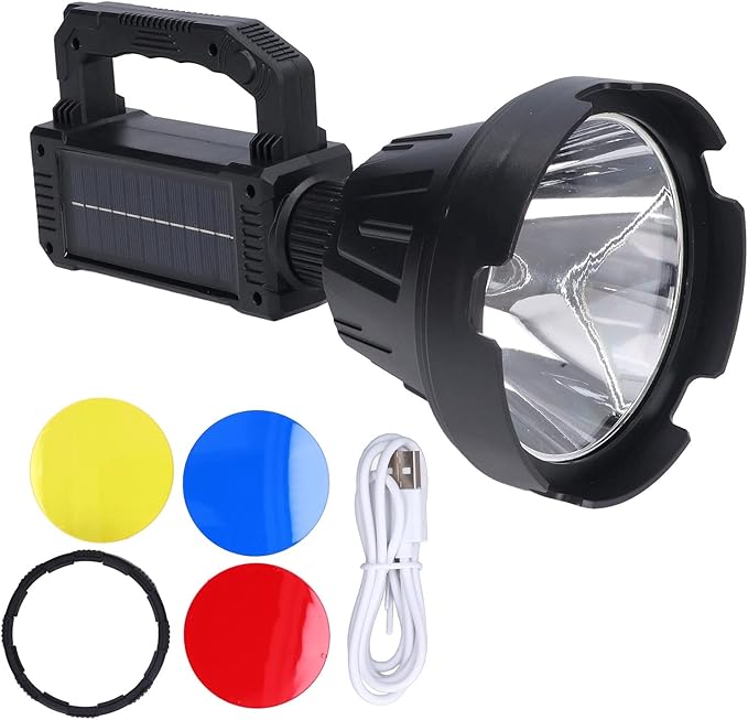 ICRPSTU Rechargeable Spotlight Waterproof LED Handheld Flashlight with 6 Lighting Modes for Adventure Travel Hiking Camping