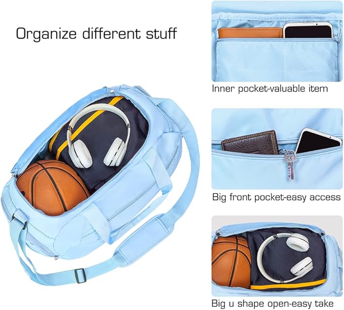 ROTOT Gym Duffel Bag, Gym Bag with Waterproof Shoe Pouch, Weekend Travel Bag with a Water-resistant Insulated Pocket