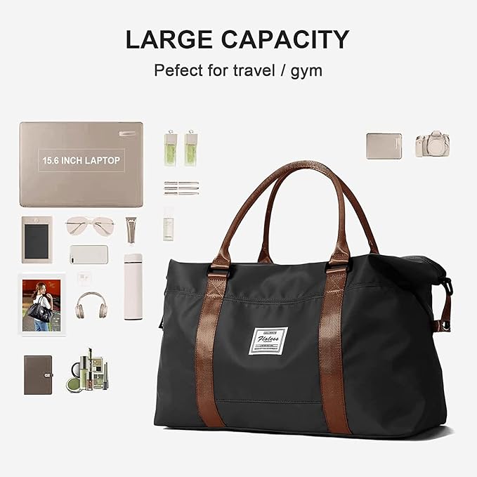 Sport Travel Duffle Large Gym Tote for Women, Weekender Carry-on for Airplane, Ladies Beach Overnight Luggage With Wet Bag Black Large Hospital Bag for Labor and Delivery
