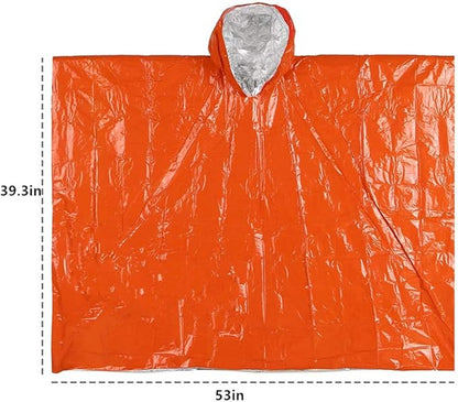 2pcs Emergency Blanket Poncho, 39.3 x 53inch Thermal Mylar Space Blanket Rain Ponchos Survival Gear and Equipment for Outdoor Activity Camping Hiking