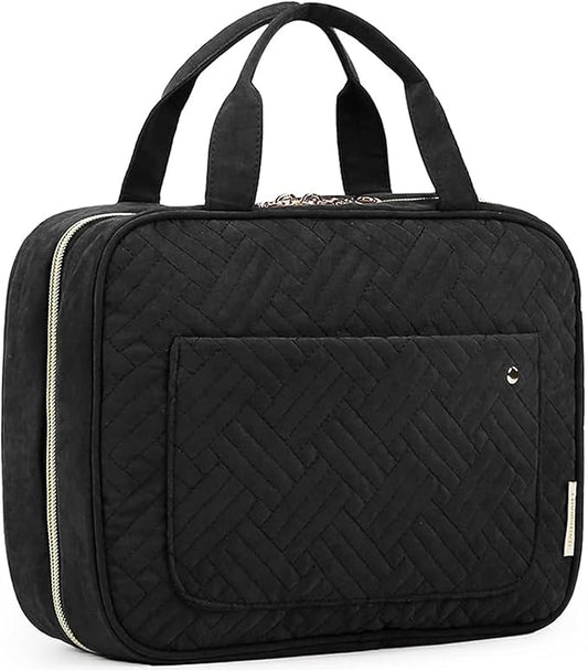 BAGSMART Large Toiletry Bag Travel Bag with Hanging Hook, Water-resistant Makeup Cosmetic Bag Travel Organizer for Accessories, Shampoo, Full Sized Container, Toiletries