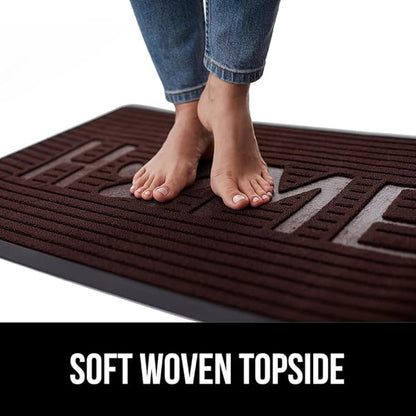 GORILLA GRIP 100% Waterproof All-Season WeatherMax Doormat, 47x35, Durable Natural Rubber, Stain and Fade Resistant, Low Profile, Indoor Outdoor Door Mats, Easy Clean Entrance Mat, Espresso Home Paw
