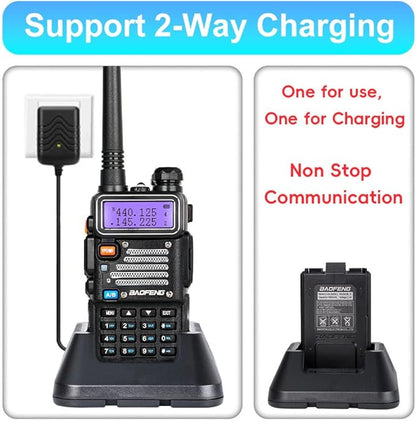 BaoFeng UV-5R 8 Watt High Power Ham Radio Handheld BaoFeng Radio with TD-771 Antenna and Baofeng Speaker mic Long Range Two Way Radio Dual Band Ham Radio BaoFeng Walkie Talkie with Earpiece (2 Pack)
