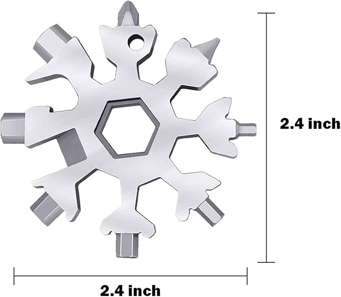 18-in-1 Snowflakes Multi Tool, Stainless Steel Keychain Multitool Portable Snowboarding Screwdriver -Bottle Opener for Christmas Gift for Mens