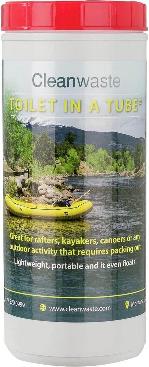 8 Use Toilet in a Tube Lightweight, Affordable & Portable Toilet for Campers, Rafters, Backpackers and Autos – The Reusable, Odor Sealing Container Fits 8 Single Uses Inside - Made in USA.