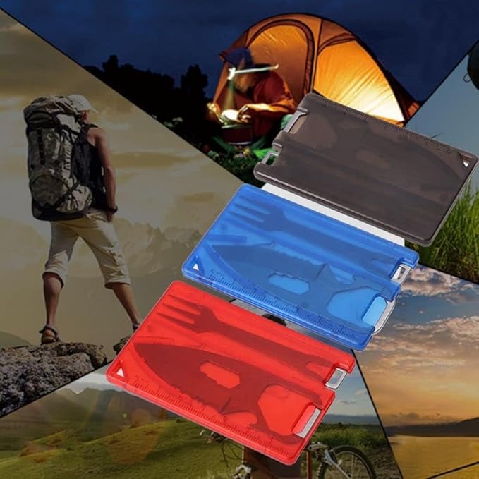 1Pc Transparent Black Outdoor Survival Bottle Opener Card Multi Tool Outdoor Barbecue Knife Camping Hand Tools Tool Hiking LED Light Magnifier EDC Tool Gear Multitools Multitools and Accessories