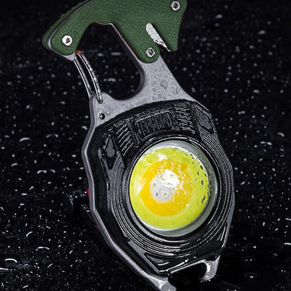 LED Small Keychain Flashlight Multitool, Rechargeable Light, High Lumens Super Bright COB Mini Work Light, 7 Lighting Modes with Electric Lighter, Seat Belt Cutter, Screwdriver, Whistle