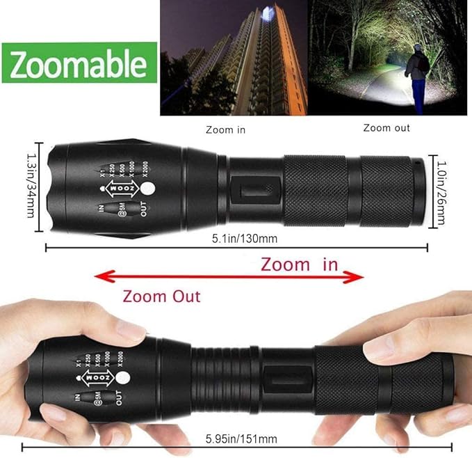 MODOAO 3pack Super Bright Flashlights High Lumens LED Flashlight with Zoomable Beam - Mini Flashlights for Camping, Hiking, Dog Walking - Powerful Emergency Flashlights with 5 Modes for Outdoor Use