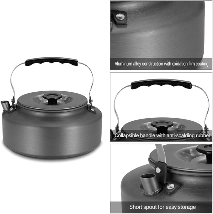 Doorslay Outdoor Camping Kettle, Aluminum Alloy Tea Kettle with Carrying Bag, Compact Lightweight Coffee Pot, 0.8L/1.1L/1.2L/1.6L Optional