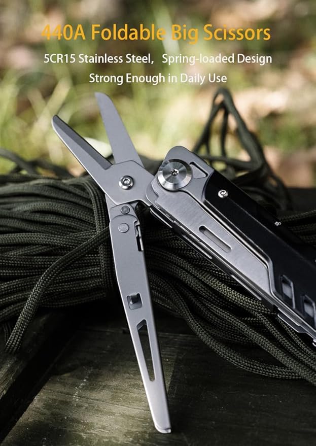 GHK12 Multitool with Detachable Scissors - Essential Every Day Carry Gear for Men